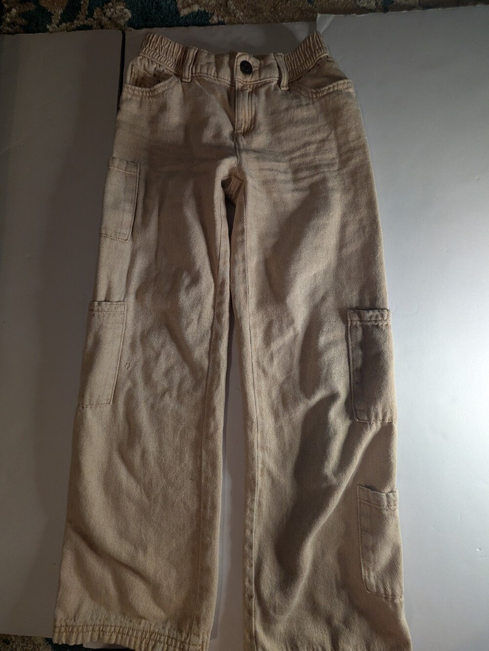 Girls Khaki Cargo Wide-Leg Pants Sz 10
